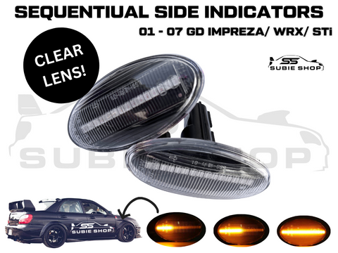 Clear Lens Sequential Fender Side Indicators For 01 - 07 Subaru Impreza RS WRX