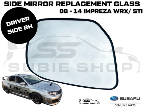 Genuine Subaru Impreza G3 WRX STi 08 14 Right Side View Mirror Glass Replacement