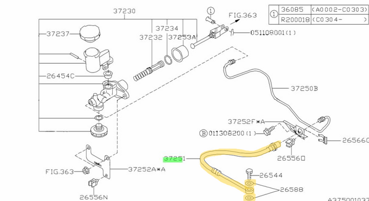 GENUINE Subaru Impreza GH 2008 - 11 Manual Hydraulic Clutch Slave Cylinder Hose