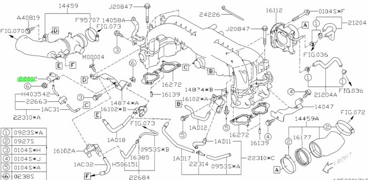 GENUINE Subaru Liberty MAP EJ20x Inlet Manifold Air Vacuum Sensor 22012AA210