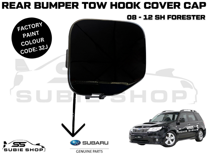 GENUINE Subaru Forester 08-12 SH XT Rear Bumper Bar Tow Hook Cap Cover Black 32J
