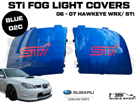 Genuine 06-07 Subaru Impreza WRX Hawkeye STi Fog Light Covers Surround Blue 02C