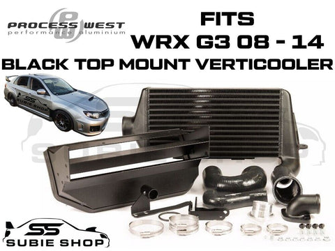 Process West Verticooler Top Mount Intercooler Kit Black for Subaru WRX G3 08-14