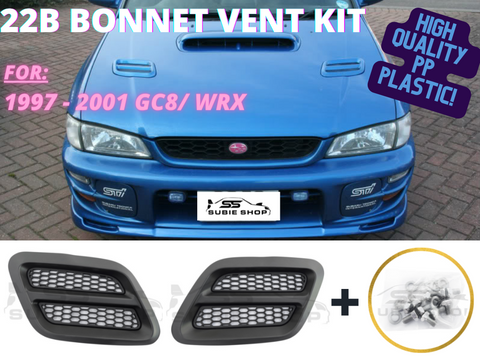 JDM PP Plastic 22B Style Honeycomb Bonnet Vents For 97 - 01 GC8 Subaru WRX STi