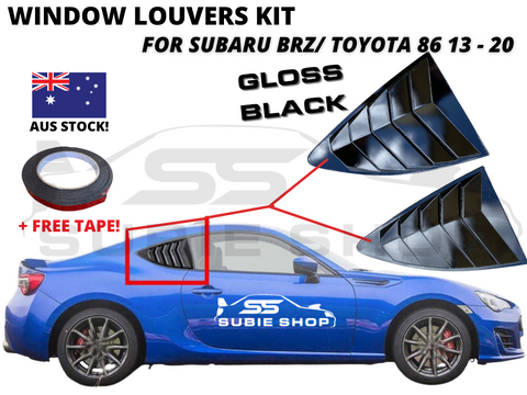 Side Rear Window Louvers Pair Trim For 13 - 20 Subaru BRZ Toyota 86 Gloss Black