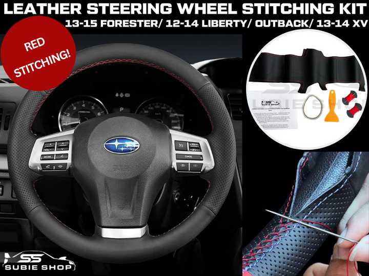 Genuine Leather Hand Stitched Steering Wheel Kit For Subaru Forester Liberty Outback XV