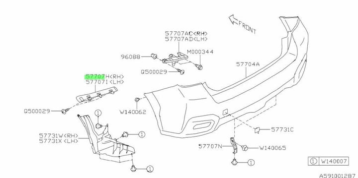 GENUINE Subaru XV GP CROSSTREK 15 - 17 Rear Bumper Bar Bracket Slider Right RH R