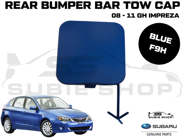 GENUINE Subaru Impreza 08 - 11 GH GE Rear Bumper Bar Tow Hook Cap Cover Blue F9H