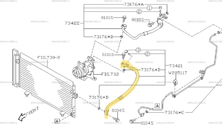 New Genuine Subaru Impreza G3 WRX 2008 - 14 AC Air Con Conditioning Line Hose
