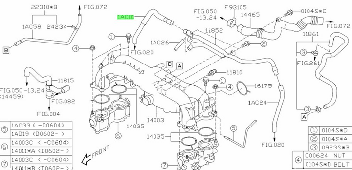 Genuine Subaru Impreza G3 WRX Turbo EJ255 2008 - 14 PCV Vacuum Air Oil Hose Pipe
