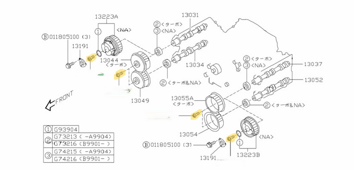 GENUINE Subaru Forester SHXT 08-12 EJ255 Camshaft Cam Intake Exhaust Wheel Bolts
