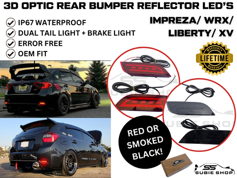 Rear Bumper Reflector LED Fog Tail & Brake Lights For Impreza WRX Liberty XV etc