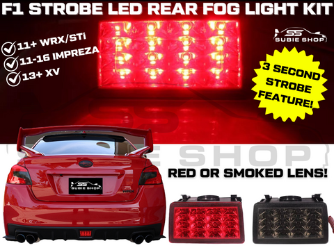 JDM F1 Style Strobe LED Rear Fog Light Kit For 2011 Up Subaru Impreza WRX STi XV