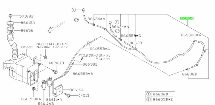New Genuine Subaru Impreza 08 -11 GH G3 WRX Bonnet Water Jet Windscreen Hose Kit