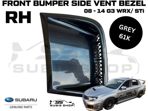 GENUINE Subaru Impreza 08 - 14 G3 WRX STi Front Bumper Side Vent Bezel Grey 61K