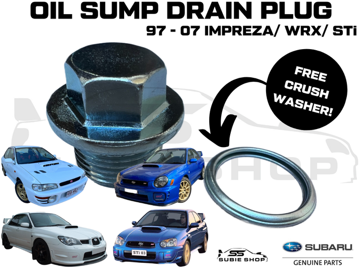 New Genuine Subaru Impreza GC8 GD WRX STi 97 - 07 Sump Drain Plug + Crush Washer