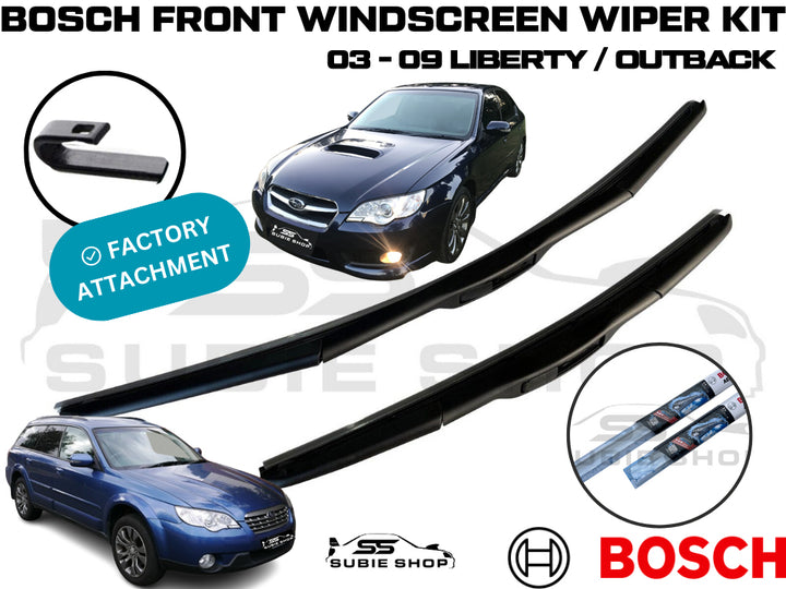 Bosch Front Windscreen Wipers Blade Kit Window For 03-09 Subaru Liberty Outback