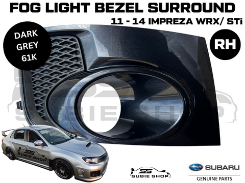 Genuine Subaru Impreza 11-14 WRX STi Fog Light Bezel Cover Surround Grey 61K RH