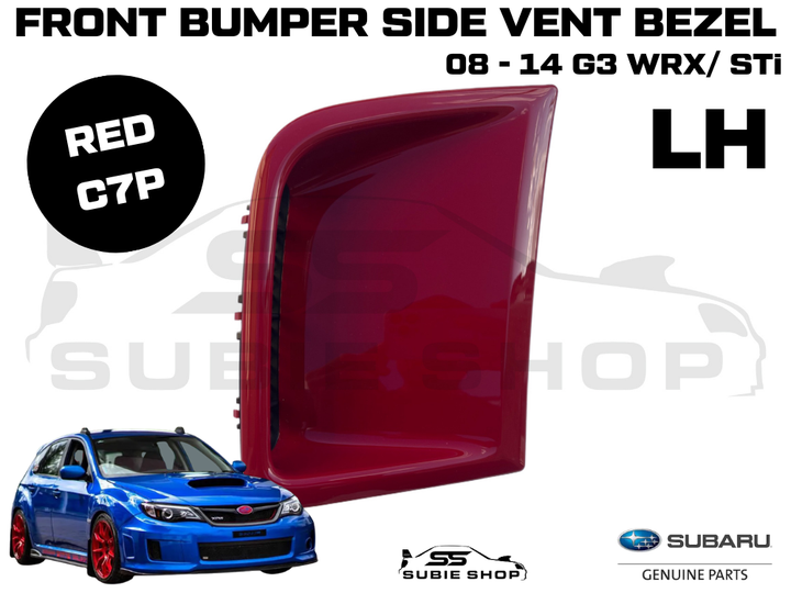 GENUINE Subaru Impreza 2008 - 14 G3 WRX STi Front Bumper Side Vent Bezel Red C7P
