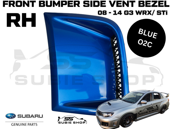 GENUINE Subaru Impreza 08 - 14 G3 WRX STi Front Bumper Side Vent Bezel Blue 02C