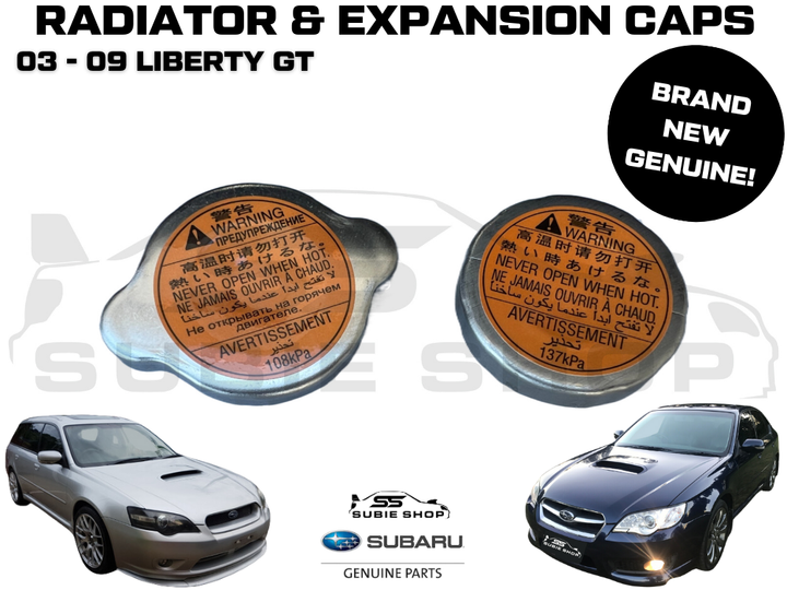 GENUINE Subaru Liberty EJ20x EJ255 03 -09 Turbo Radiator Expansion Tank Cap Pair
