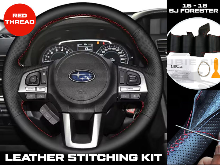 Quality Leather Hand Stitched Steering Wheel Kit For Subaru SJ Forester 2016-19