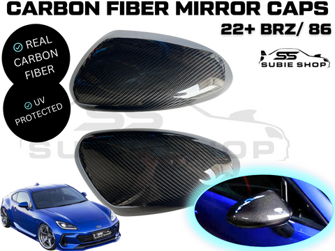 REAL Carbon Fiber Side Mirror Covers Caps Overlays For 22+ Subaru BRZ Toyota 86