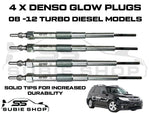 OEM Preferred Denso For Subaru Forester SH Turbo Diesel 08 - 12 Set 4 Glow Plugs