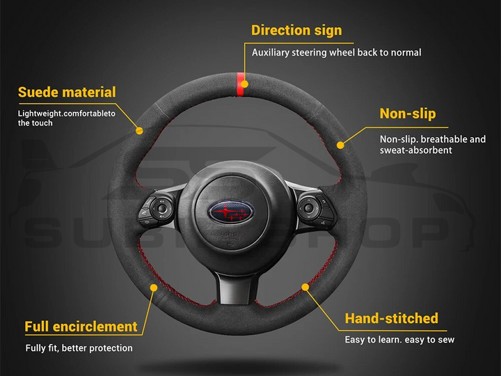 Leather Suede Hand Stitched Steering Wheel Kit For 21-23 Subaru BRZ Toyota GR86