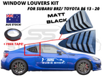 Side Rear Window Louvers Pair Trim For 13 - 20 Subaru BRZ Toyota 86 Matt Black