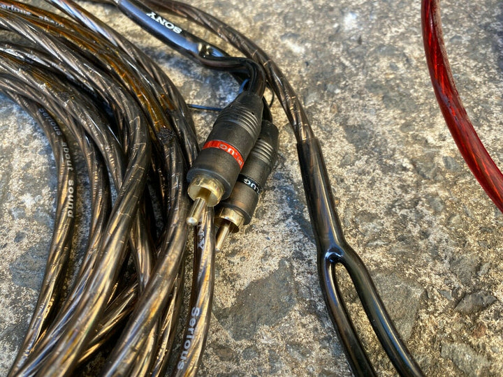 SONY Sub Amp Amplifier Car Audio Unit Stereo Speaker Fuse Earth RCA Wiring Kit