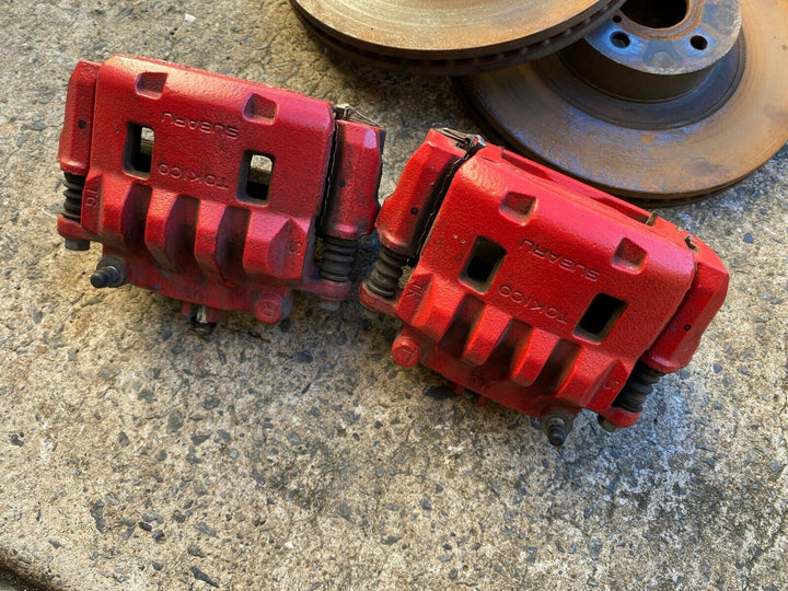 OEM Subaru Impreza WRX Turbo 08 -14 G3 Front Brake Calipers Rotors Pads Set Red