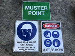 3 X Industrial Factory Warehouse Danger Muster Point Hard Hat Area Signs Sign