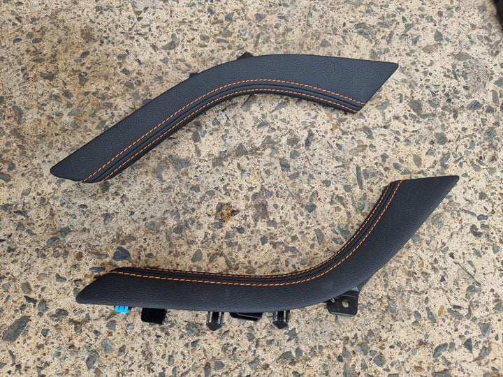 Subaru XV GT 2017-21 Centre Console Front Trim Panels Orange Leather Covers Pair