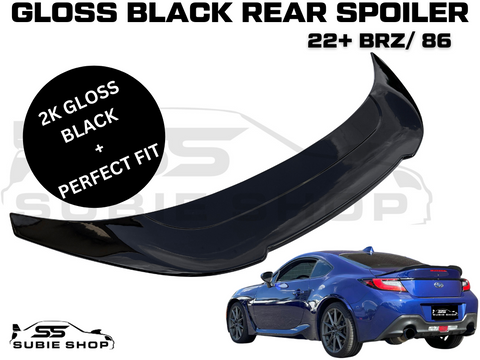 Ducktail Style Gloss Black Rear Boot Spoiler Wing For 22 + Subaru BRZ Toyota 86