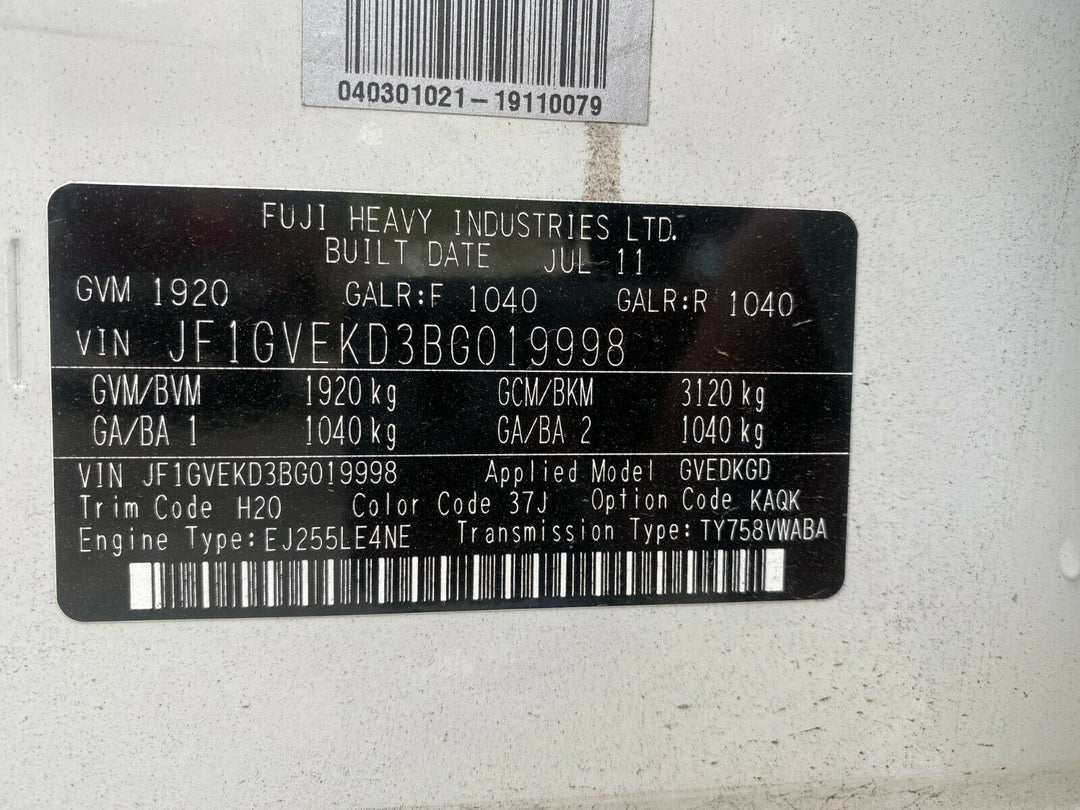 Subaru Impreza WRX 2008 - 14 G3 Right Hand Front Drivers Door Window Motor RHF