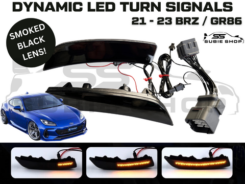 Smoked Black Sequential Side Bumper Indicators For 2021 + Subaru BRZ Toyota 86