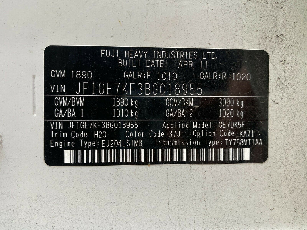 Subaru Impreza 08-14 GH G3 RS Factory Accessories Belt Top Cover Plate Shroud