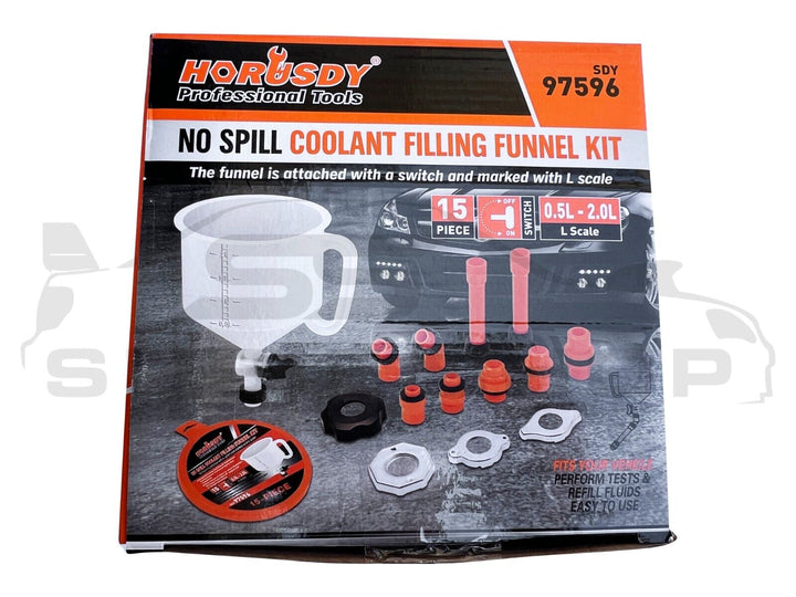 15 Pce Spill Proof Radiator Cooling System Coolant Bleed Kit Funnel Filler Refil