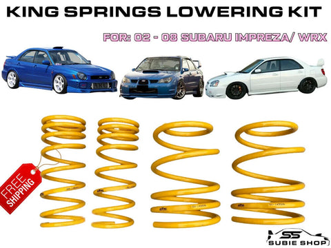 Set Front + Rear Lowered Coil King Springs For 02 - 08 Subaru Impreza / RS / WRX