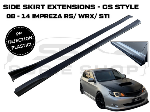 JDM PP CS Side Skirt Extensions Splitters For 08 - 14 Subaru Impreza RS WRX STi