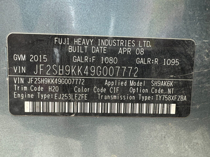 Subaru Forester SH 2008 - 2012 Tailgate Rear Windscreen Wiper Motor Mechanism