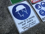 3 X Industrial Factory Warehouse Danger Muster Point Hard Hat Area Signs Sign